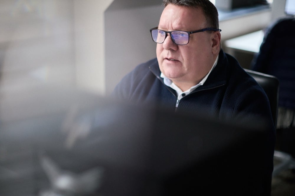 Paul Cotterill at work in the Oracle Finance office