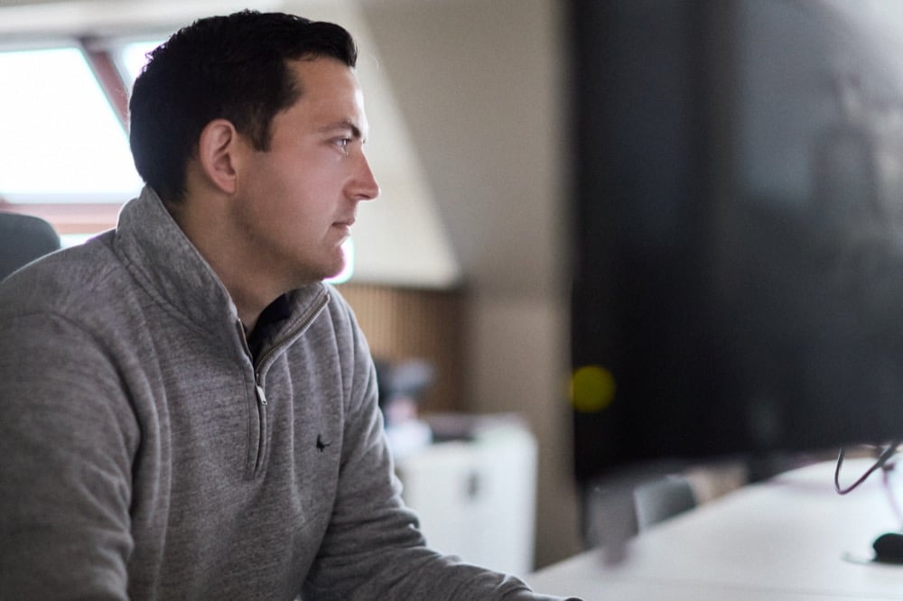 Jared Roland at work in the Oracle Finance office