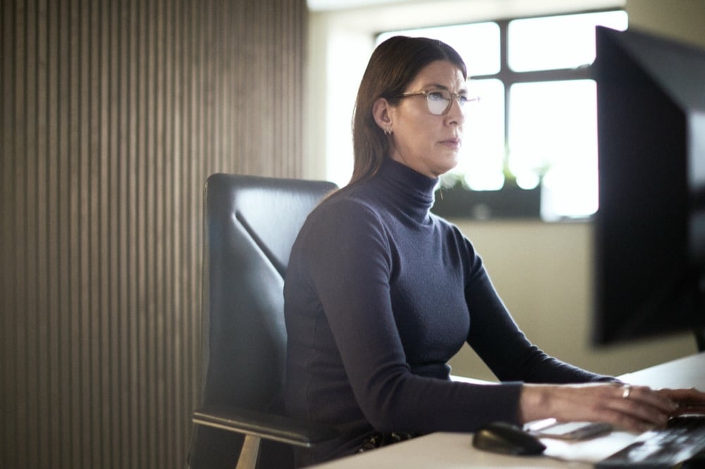 Joni Welch at work in the Oracle Finance office