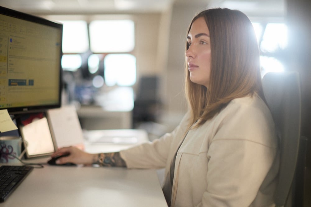Chelsea Hutton at work in the Oracle Finance office