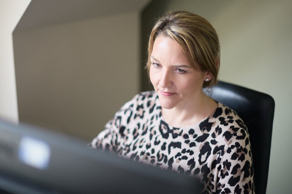 Sarah Marsh at work in the Oracle Finance office