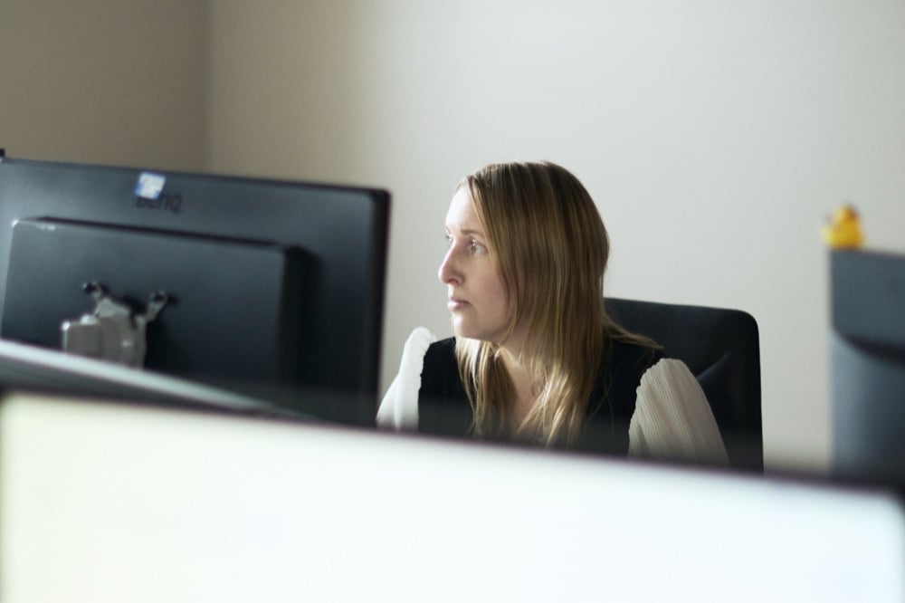 Melissa Gillease at work in the Oracle Finance office