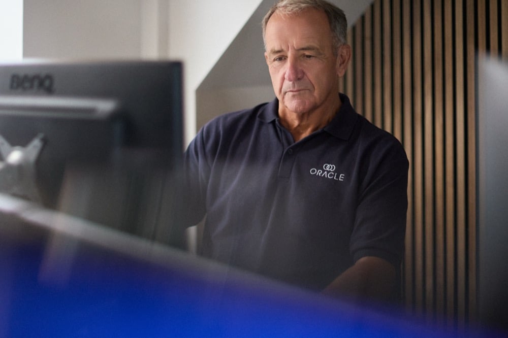 Stuart Wilson at work in the Oracle Finance office
